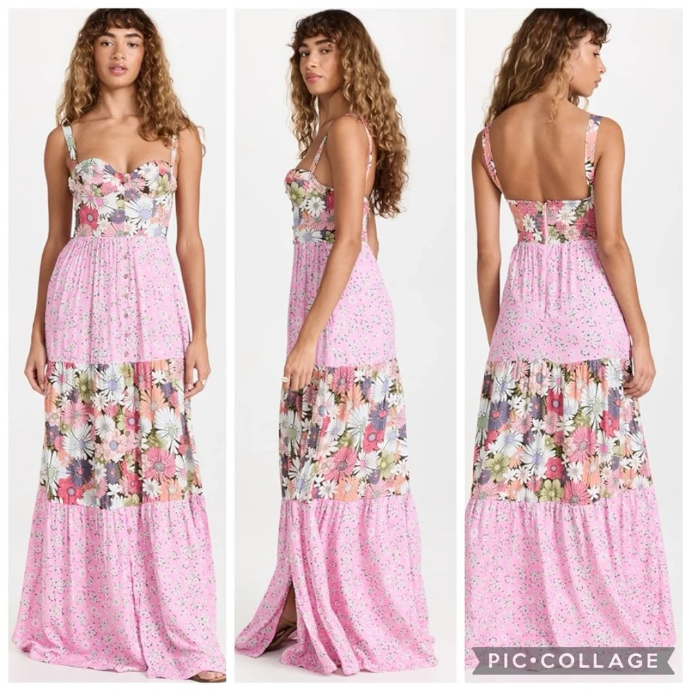 Agua Bendita Alani Java Maxi Dress Pink Bloom Large Underwire NWT - Picture 6 of 16